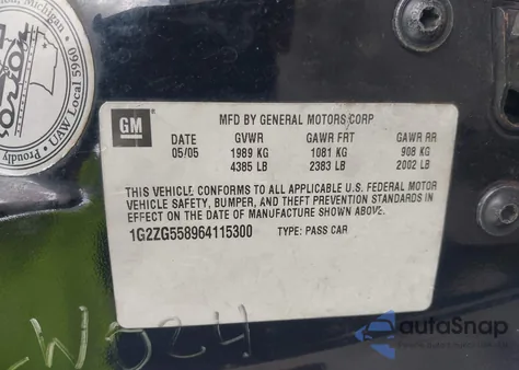2006 Pontiac G6 from USA, damaged, VIN 1G2ZG558964115300